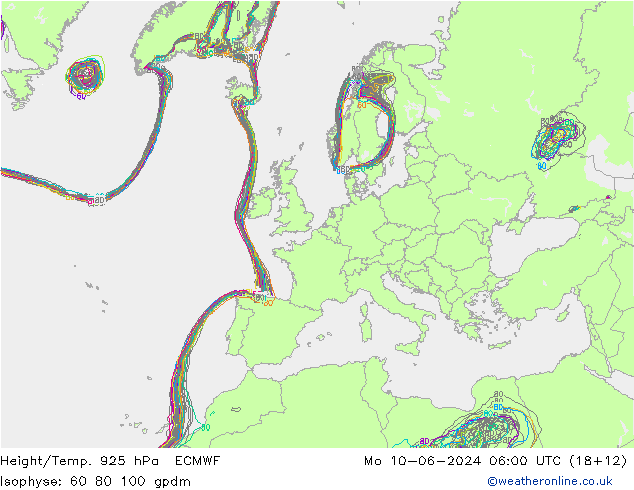 Height/Temp. 925 hPa ECMWF Mo 10.06.2024 06 UTC