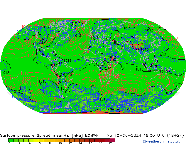 Bodendruck Spread ECMWF Mo 10.06.2024 18 UTC