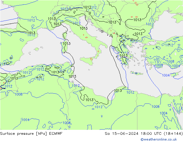 Surface pressure ECMWF Sa 15.06.2024 18 UTC