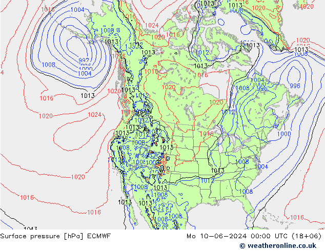 Yer basıncı ECMWF Pzt 10.06.2024 00 UTC