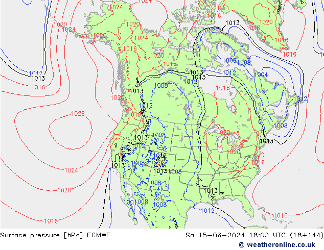 приземное давление ECMWF сб 15.06.2024 18 UTC
