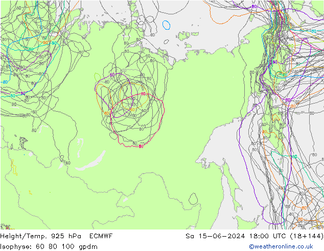 Yükseklik/Sıc. 925 hPa ECMWF Cts 15.06.2024 18 UTC