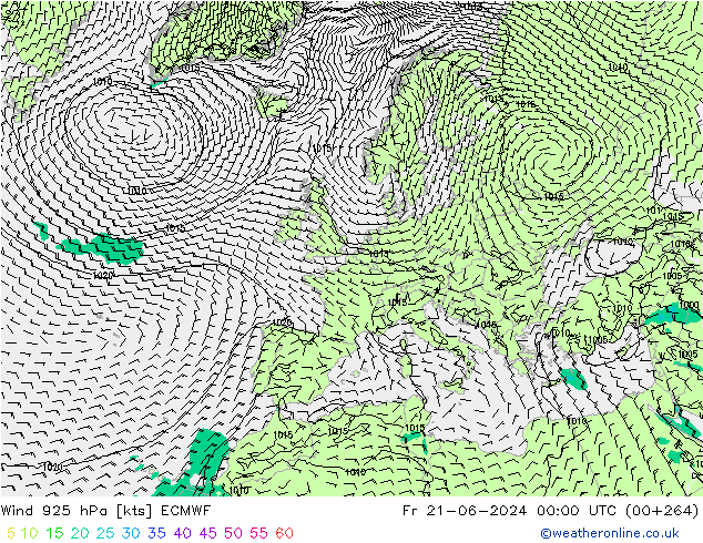 Wind 925 hPa ECMWF Fr 21.06.2024 00 UTC