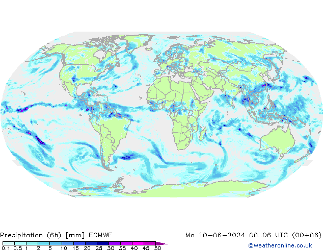 Yağış (6h) ECMWF Pzt 10.06.2024 06 UTC