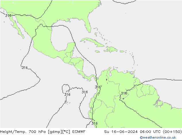 Height/Temp. 700 hPa ECMWF Su 16.06.2024 06 UTC