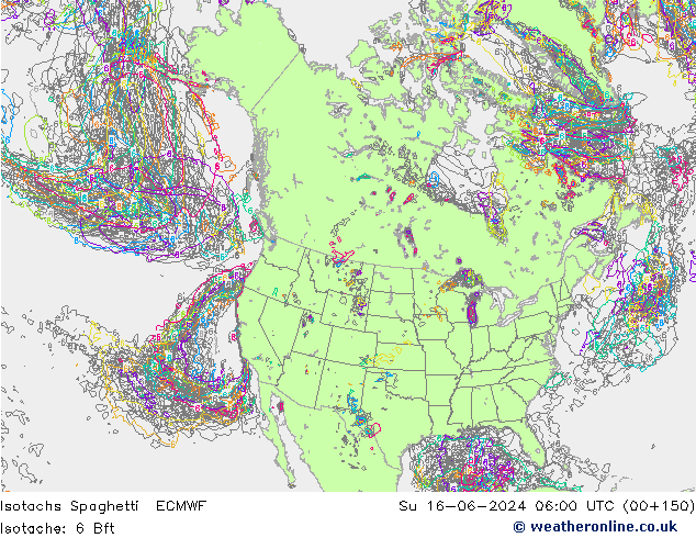 Eşrüzgar Hızları Spaghetti ECMWF Paz 16.06.2024 06 UTC