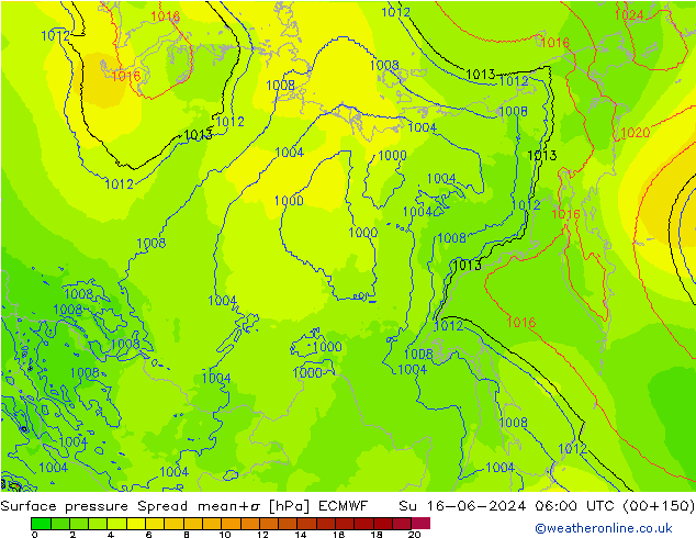 pression de l'air Spread ECMWF dim 16.06.2024 06 UTC