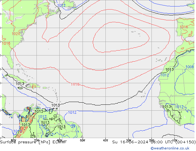 Luchtdruk (Grond) ECMWF zo 16.06.2024 06 UTC