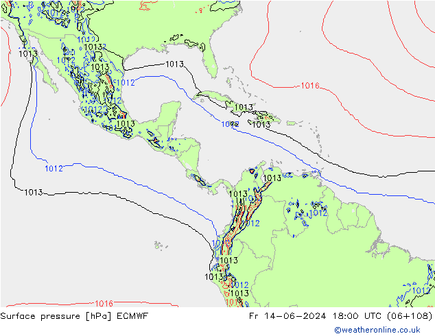 Luchtdruk (Grond) ECMWF vr 14.06.2024 18 UTC