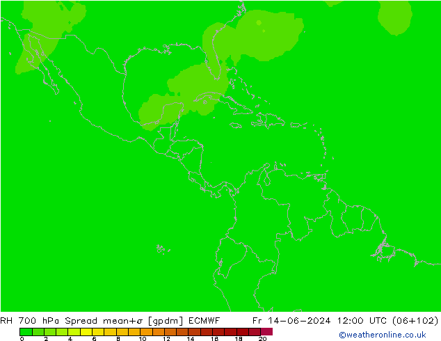 RH 700 hPa Spread ECMWF Fr 14.06.2024 12 UTC