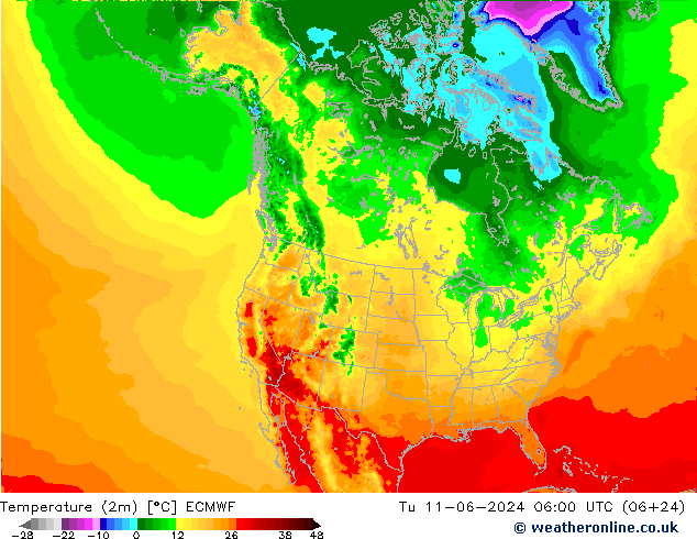 Temperatura (2m) ECMWF mar 11.06.2024 06 UTC