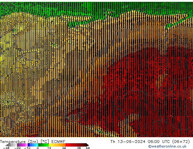 température (2m) ECMWF jeu 13.06.2024 06 UTC