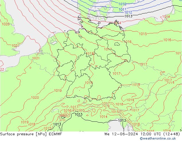 Bodendruck ECMWF Mi 12.06.2024 12 UTC