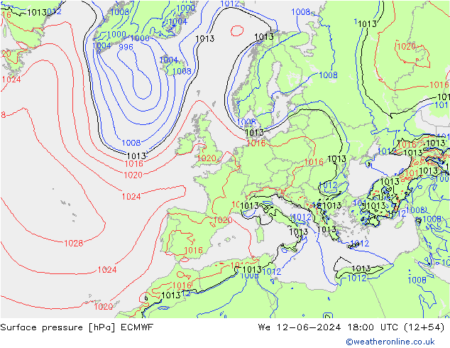ciśnienie ECMWF śro. 12.06.2024 18 UTC