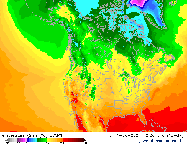 température (2m) ECMWF mar 11.06.2024 12 UTC