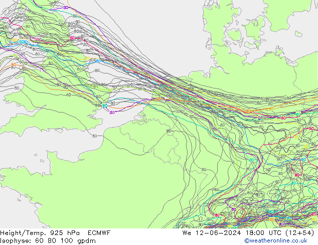 Yükseklik/Sıc. 925 hPa ECMWF Çar 12.06.2024 18 UTC