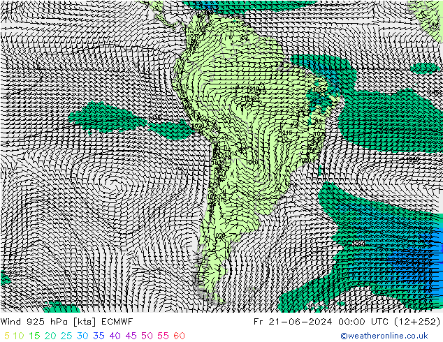 Wind 925 hPa ECMWF Fr 21.06.2024 00 UTC