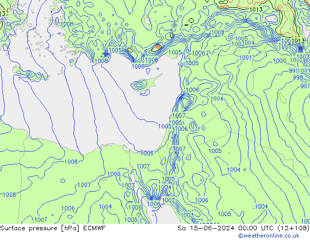 Luchtdruk (Grond) ECMWF za 15.06.2024 00 UTC