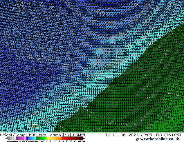 Yükseklik/Sıc. 500 hPa ECMWF Sa 11.06.2024 00 UTC