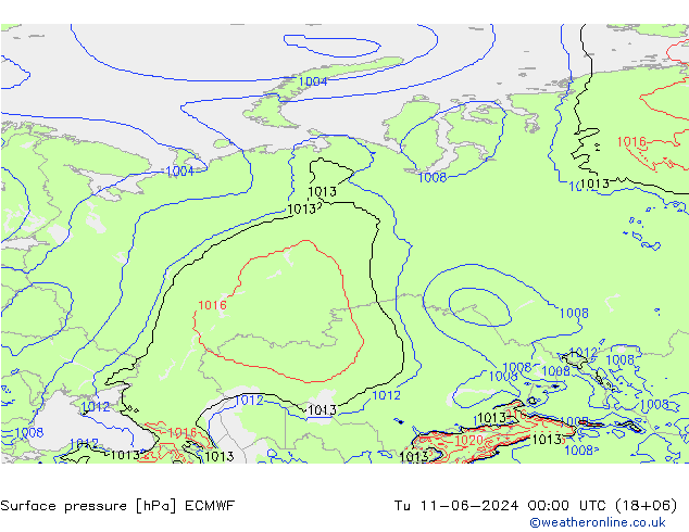 pressão do solo ECMWF Ter 11.06.2024 00 UTC