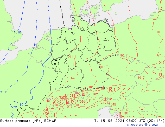 Luchtdruk (Grond) ECMWF di 18.06.2024 06 UTC