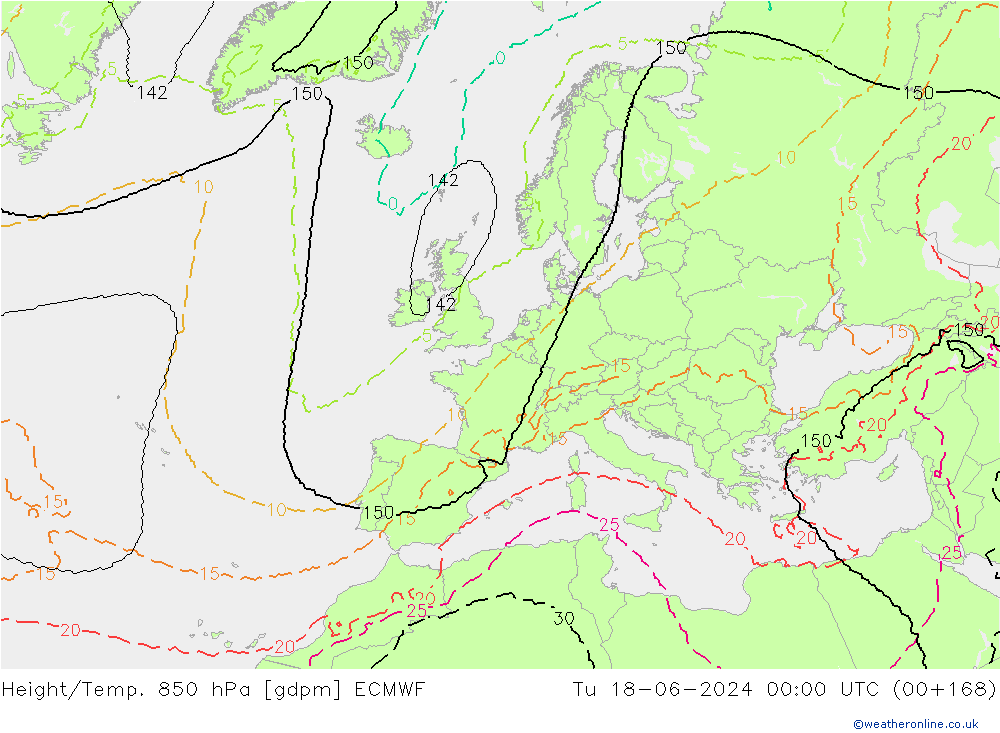 Height/Temp. 850 hPa ECMWF Ter 18.06.2024 00 UTC