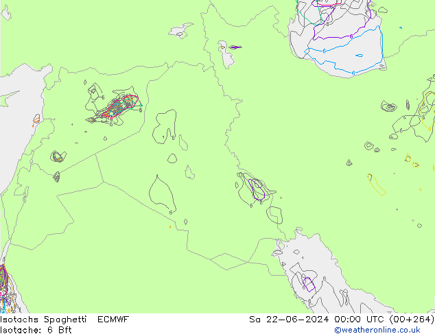 Isotachen Spaghetti ECMWF Sa 22.06.2024 00 UTC