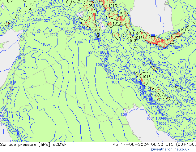 Bodendruck ECMWF Mo 17.06.2024 06 UTC
