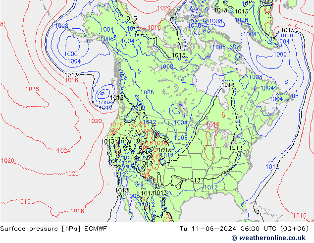 Presión superficial ECMWF mar 11.06.2024 06 UTC
