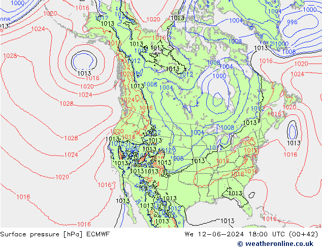 Yer basıncı ECMWF Çar 12.06.2024 18 UTC