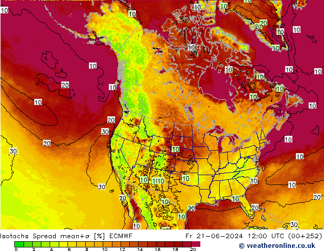 Isotachen Spread ECMWF Fr 21.06.2024 12 UTC