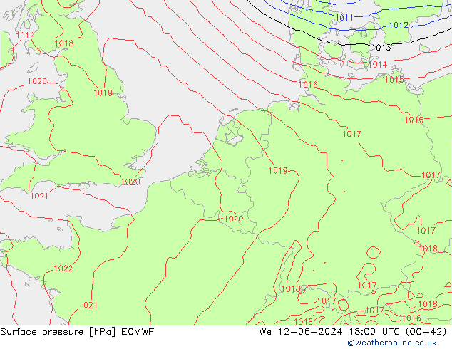 Bodendruck ECMWF Mi 12.06.2024 18 UTC