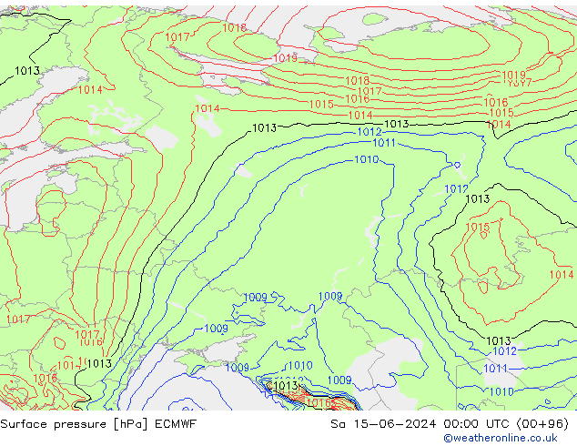 Bodendruck ECMWF Sa 15.06.2024 00 UTC