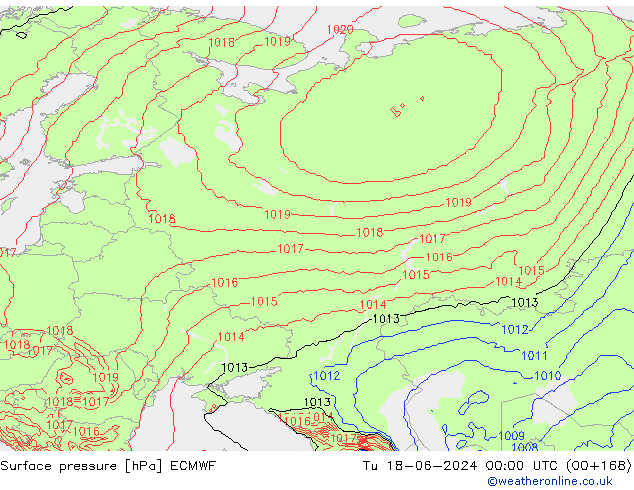 Bodendruck ECMWF Di 18.06.2024 00 UTC