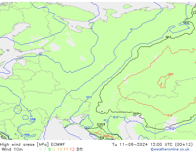 High wind areas ECMWF Tu 11.06.2024 12 UTC