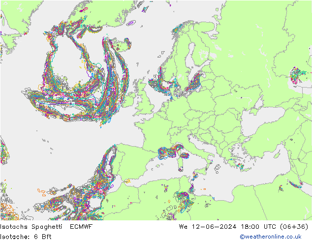 Isotachs Spaghetti ECMWF  12.06.2024 18 UTC