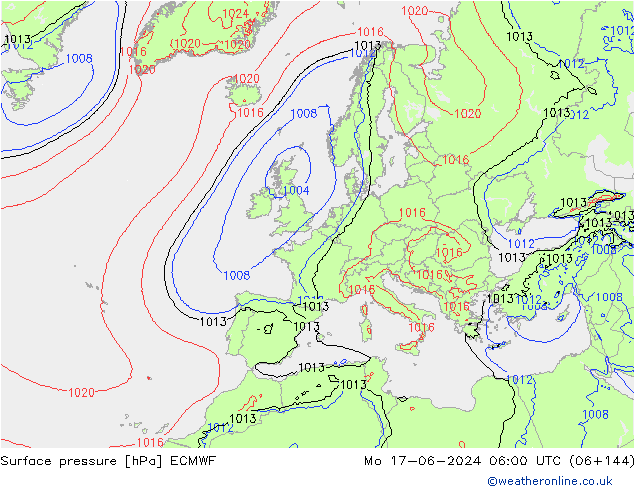 pression de l'air ECMWF lun 17.06.2024 06 UTC