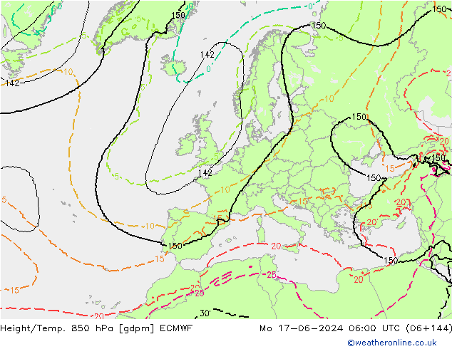 Height/Temp. 850 hPa ECMWF Mo 17.06.2024 06 UTC