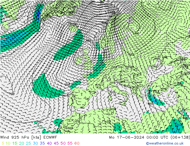 Wind 925 hPa ECMWF ma 17.06.2024 00 UTC