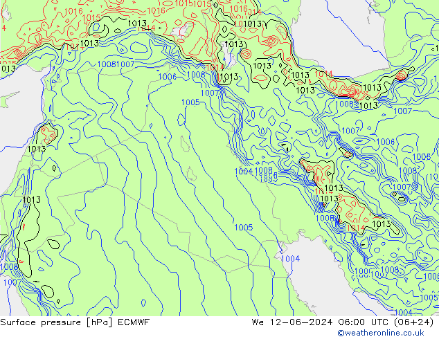 Yer basıncı ECMWF Çar 12.06.2024 06 UTC