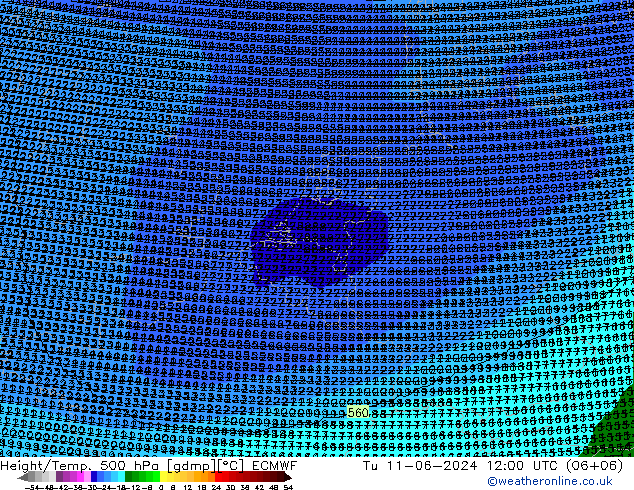 Geop./Temp. 500 hPa ECMWF mar 11.06.2024 12 UTC