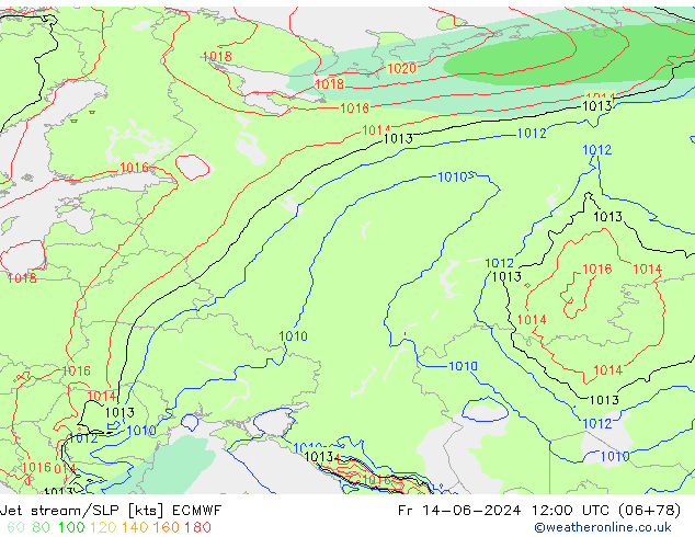 Jet stream ECMWF Sex 14.06.2024 12 UTC