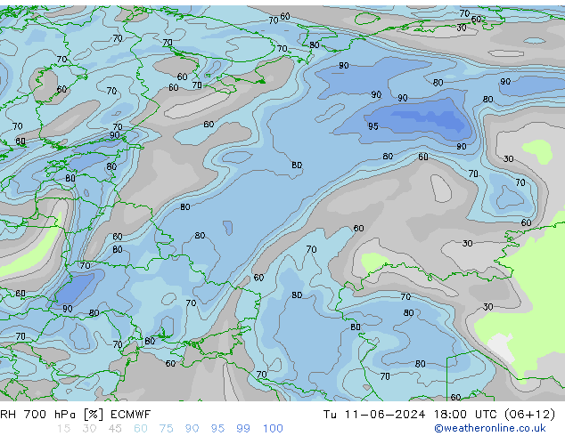 RV 700 hPa ECMWF di 11.06.2024 18 UTC