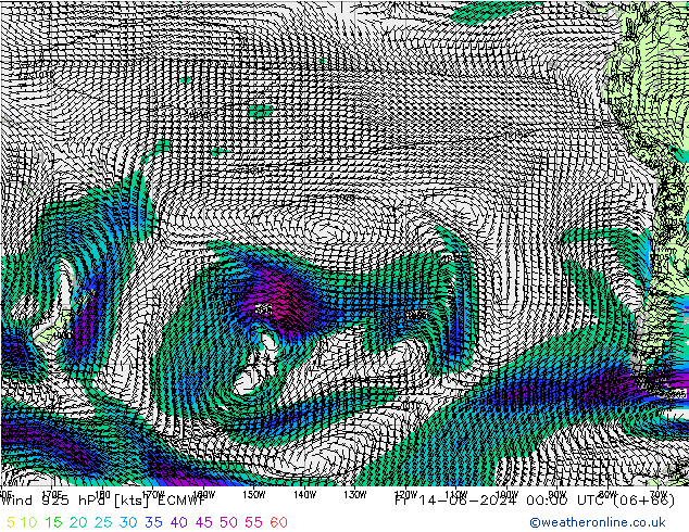 Rüzgar 925 hPa ECMWF Cu 14.06.2024 00 UTC