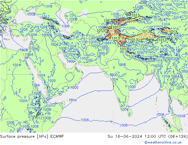 pression de l'air ECMWF dim 16.06.2024 12 UTC