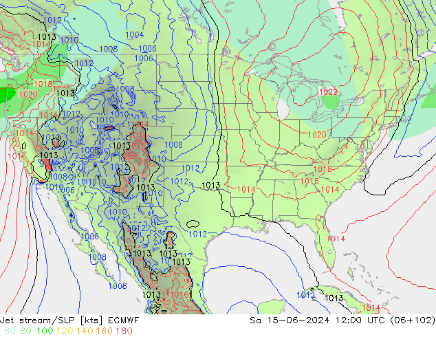 Corriente en chorro ECMWF sáb 15.06.2024 12 UTC