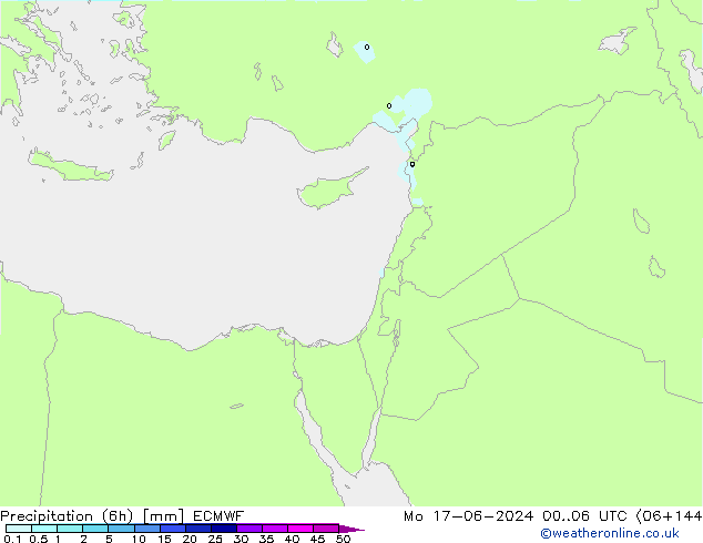 Precipitation (6h) ECMWF Mo 17.06.2024 06 UTC