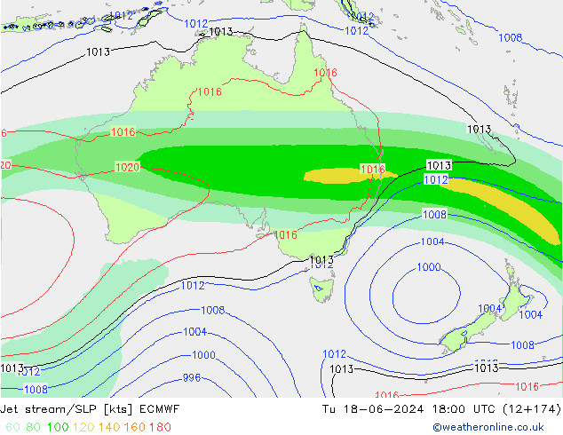 Jet stream/SLP ECMWF Tu 18.06.2024 18 UTC