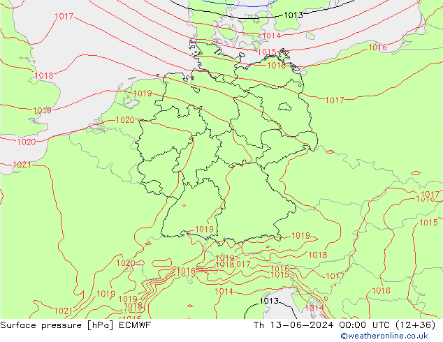 Yer basıncı ECMWF Per 13.06.2024 00 UTC