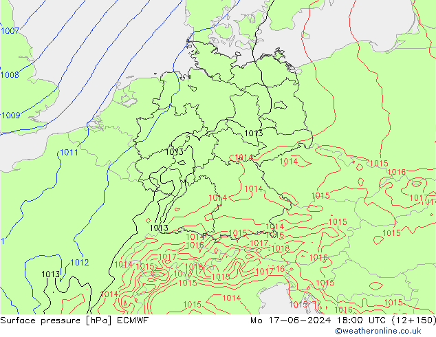 Luchtdruk (Grond) ECMWF ma 17.06.2024 18 UTC